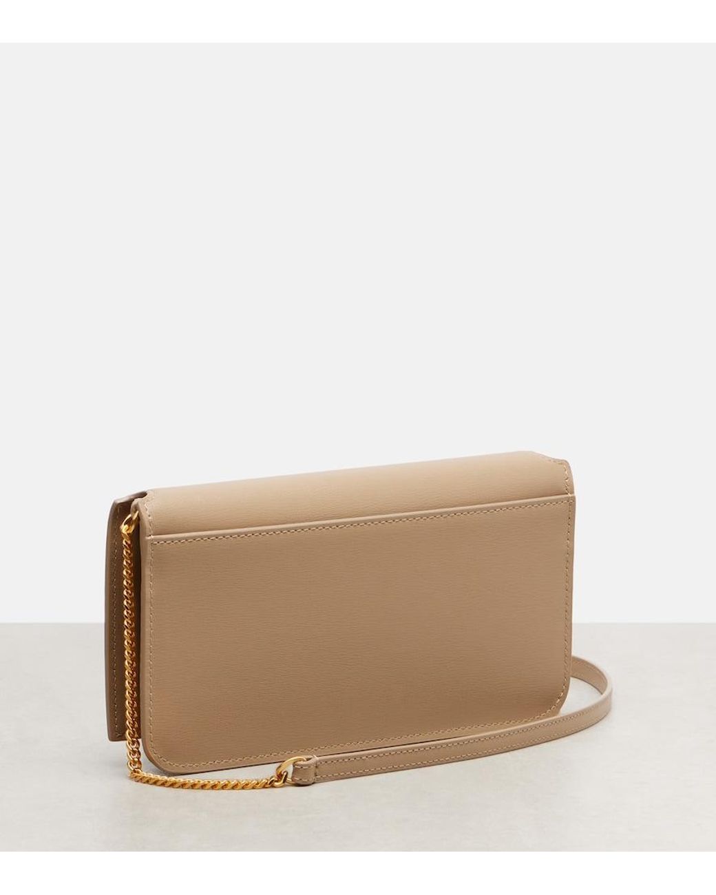 Saint Laurent Natural Cassandre Leather Phone Pouch