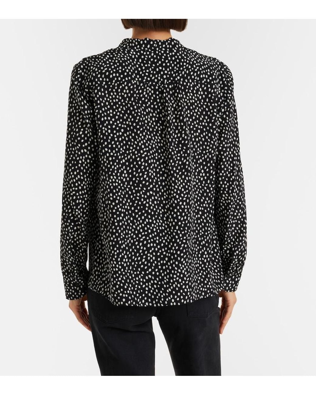 Nili Lotan Black Janese Bow-Detail Polka-Dot Silk Blouse