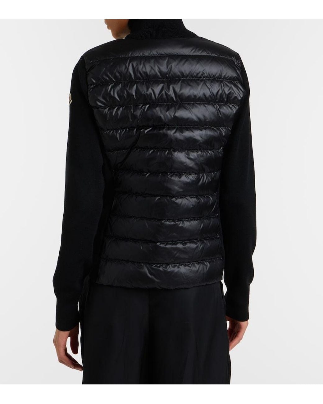 Moncler Black Down-Paneled Virgin Wool Cardigan