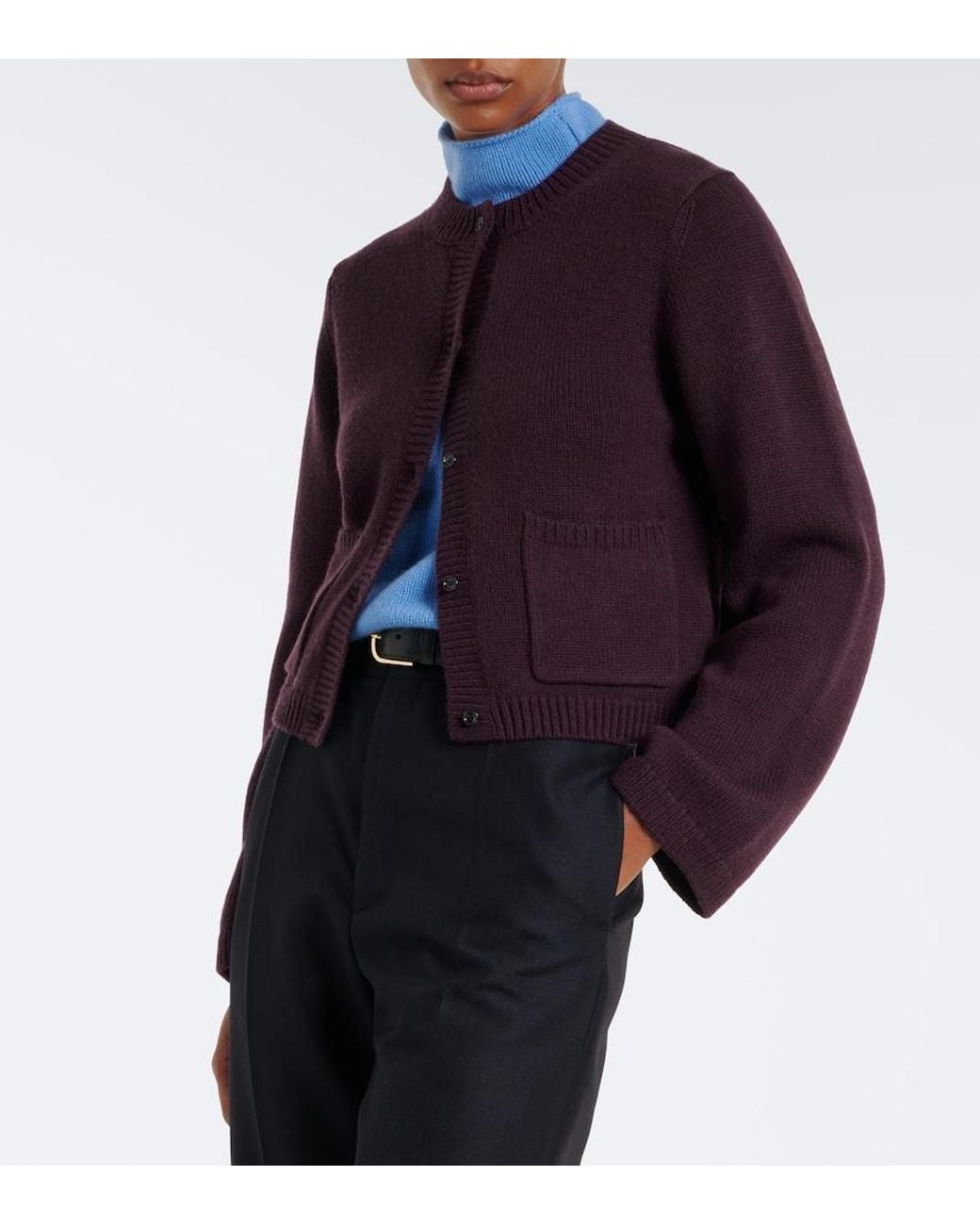 Jardin Des Orangers Purple Virgin Wool And Cashmere Cardigan