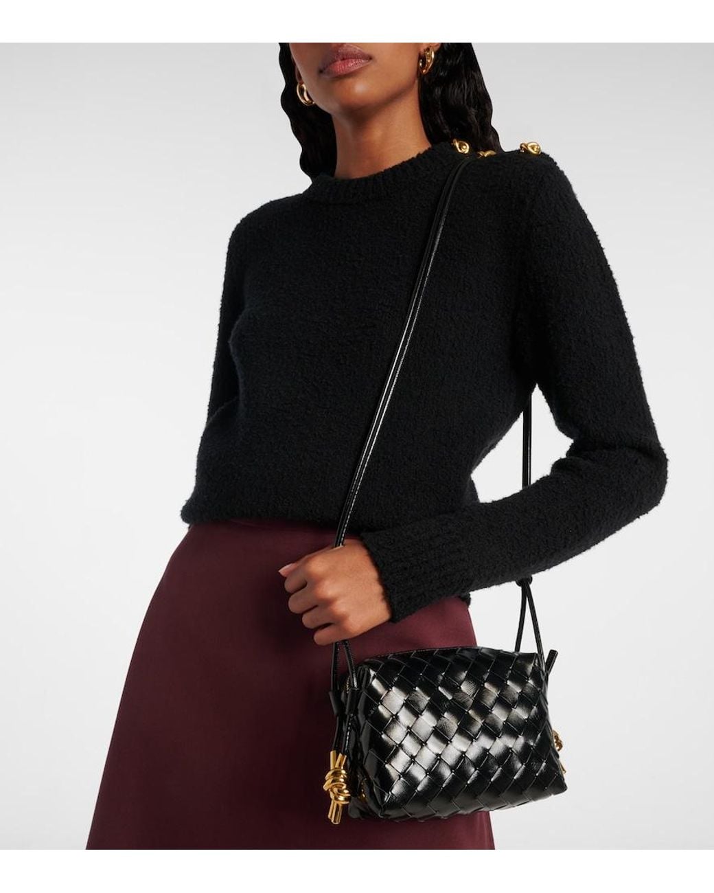 Bottega Veneta Black Loop Mini Leather Crossbody Bag