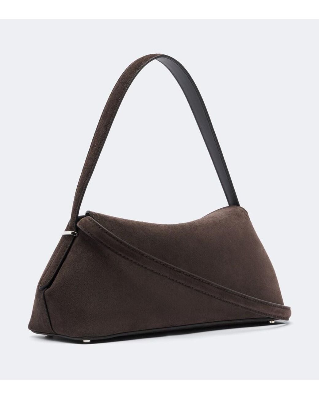 Totême Black T-Lock Medium Suede Shoulder Bag