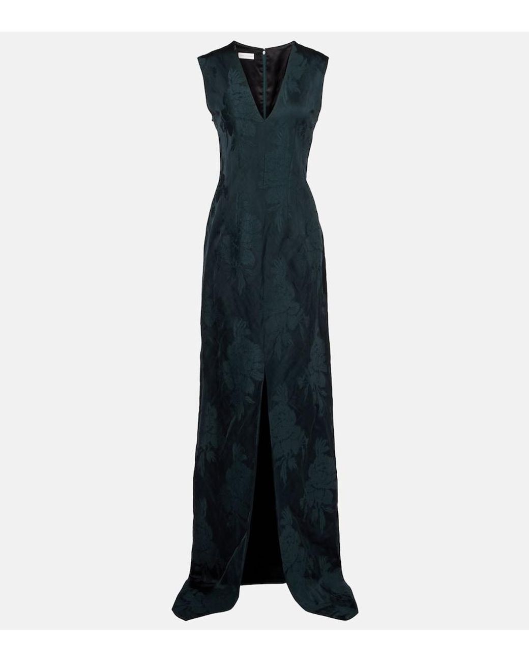 Dries Van Noten Blue Floral Jacquard Gown