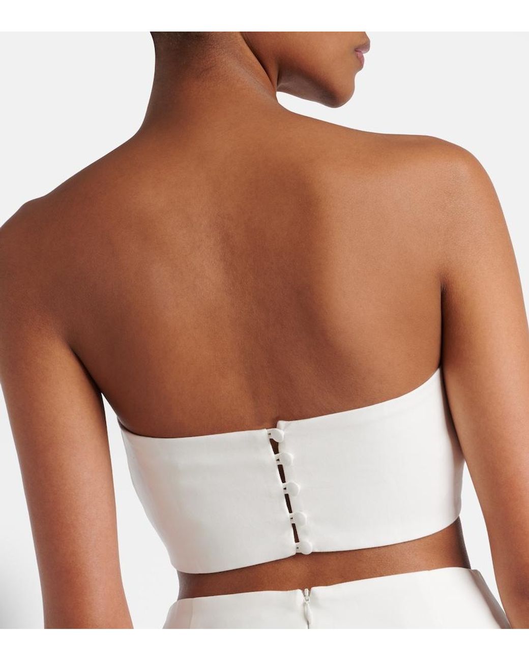 Adriana Degreas Natural Embellished Cotton-Blend Bandeau Top