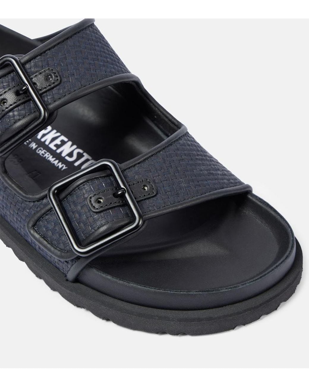 Birkenstock Blue Arizona Luxe Raffia Sandals