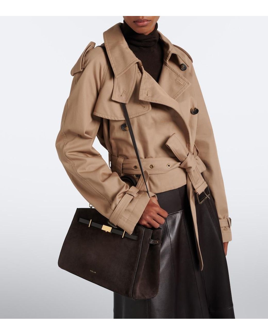 DeMellier London Black Hudson Midi Suede Tote Bag