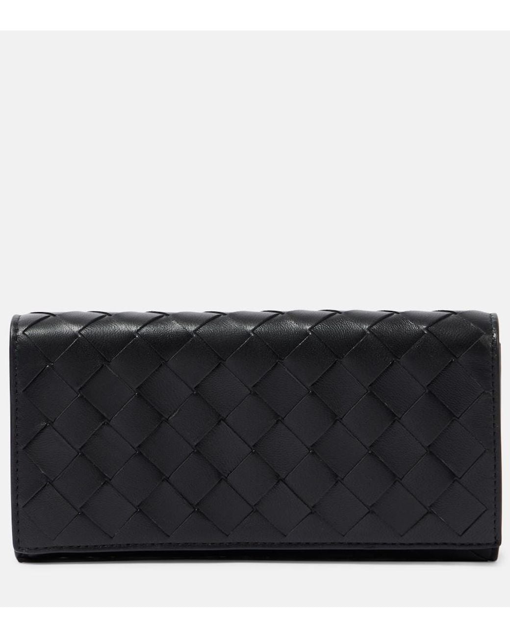 Bottega Veneta Black Intrecciato Large Leather Wallet