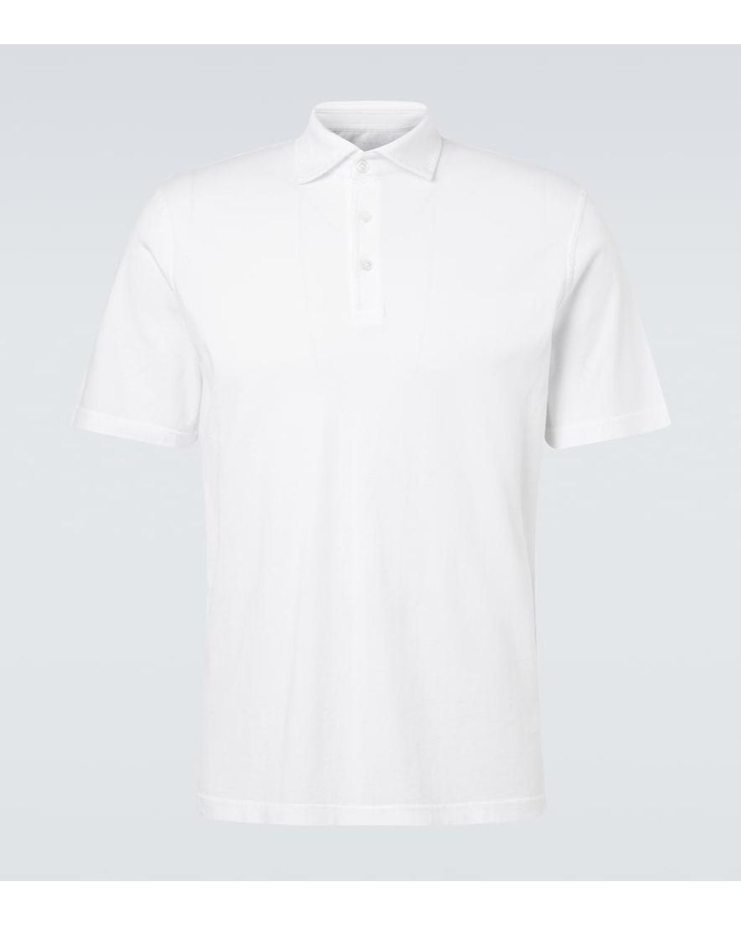 Fedeli White Zero Cotton Jersey Polo Shirt for men