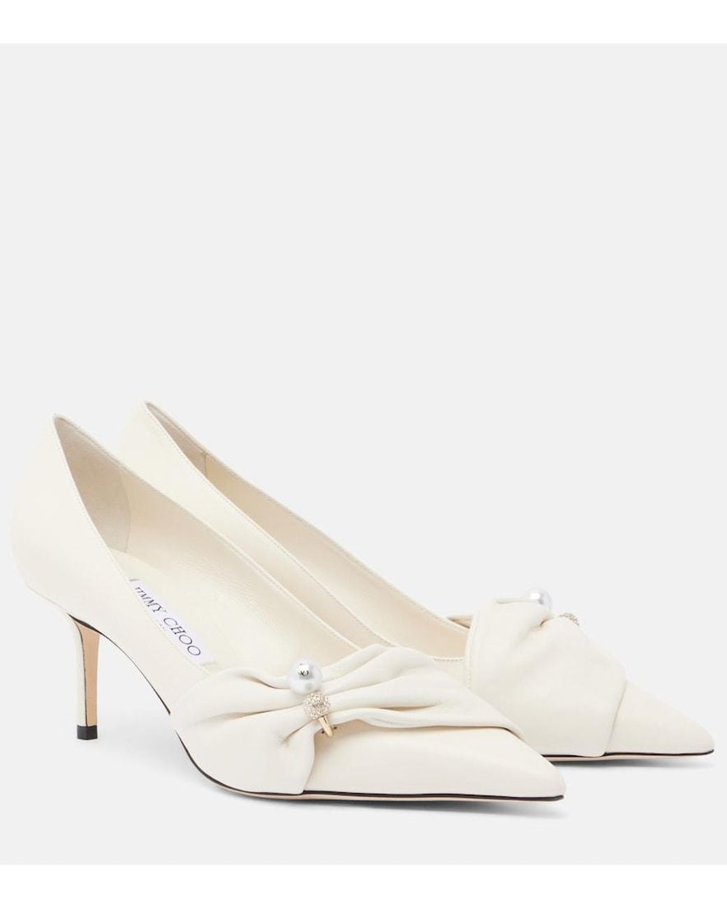 Jimmy Choo White Rafi Embellished Leather Pumps