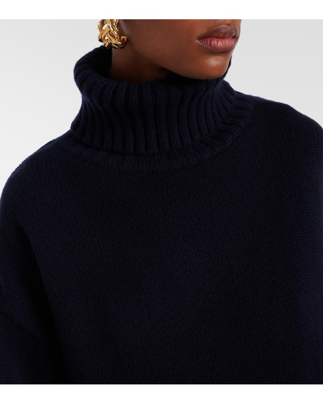 Extreme Cashmere Blue Crop Xtra Cashmere Turtleneck Sweater