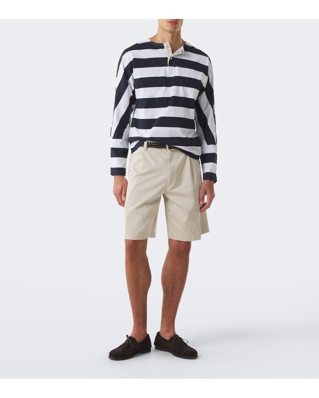 Jacquemus Blue Mariniere Striped Cotton Jersey Henley Shirt for men