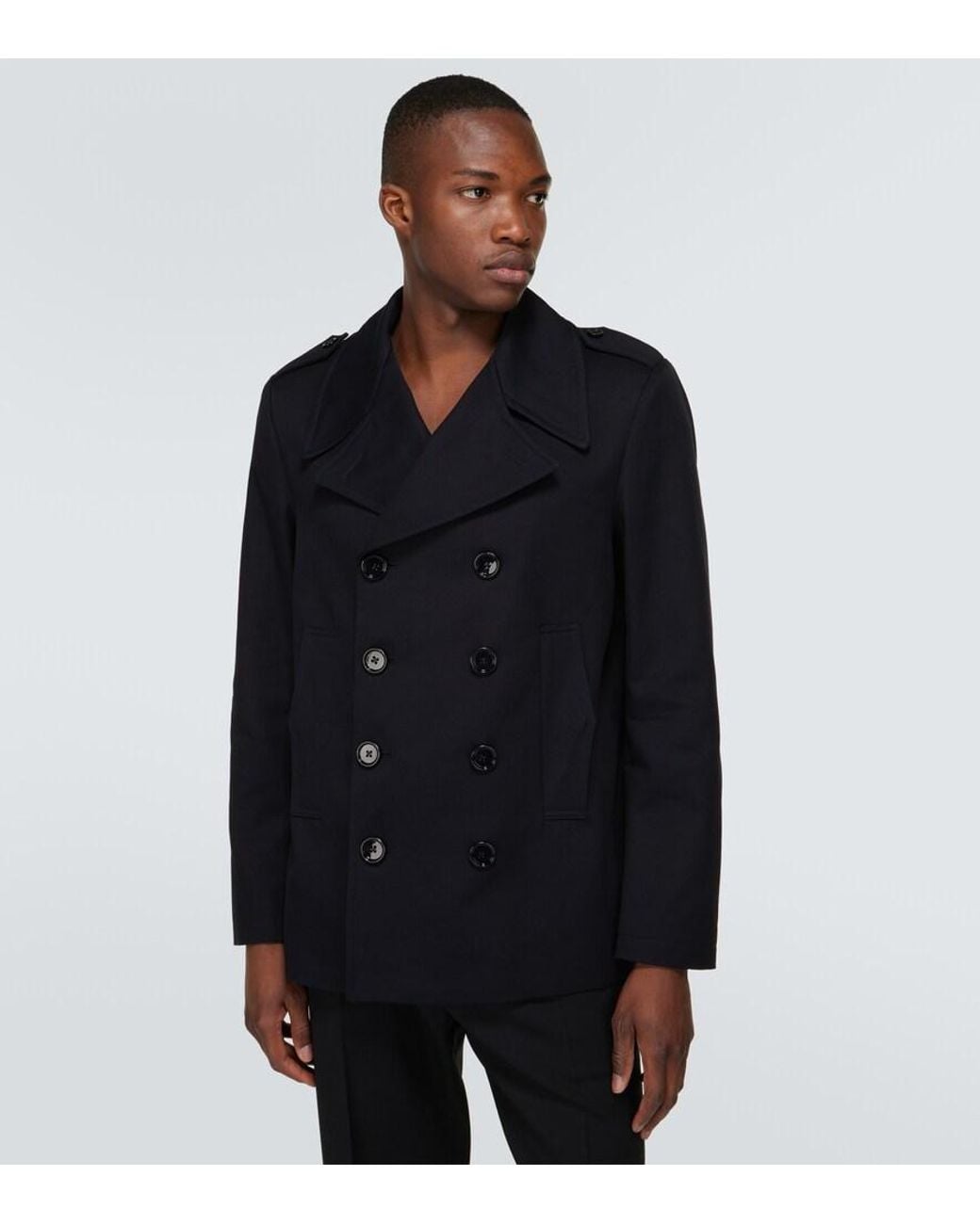 Dolce & Gabbana Blue Cotton Peacoat for men