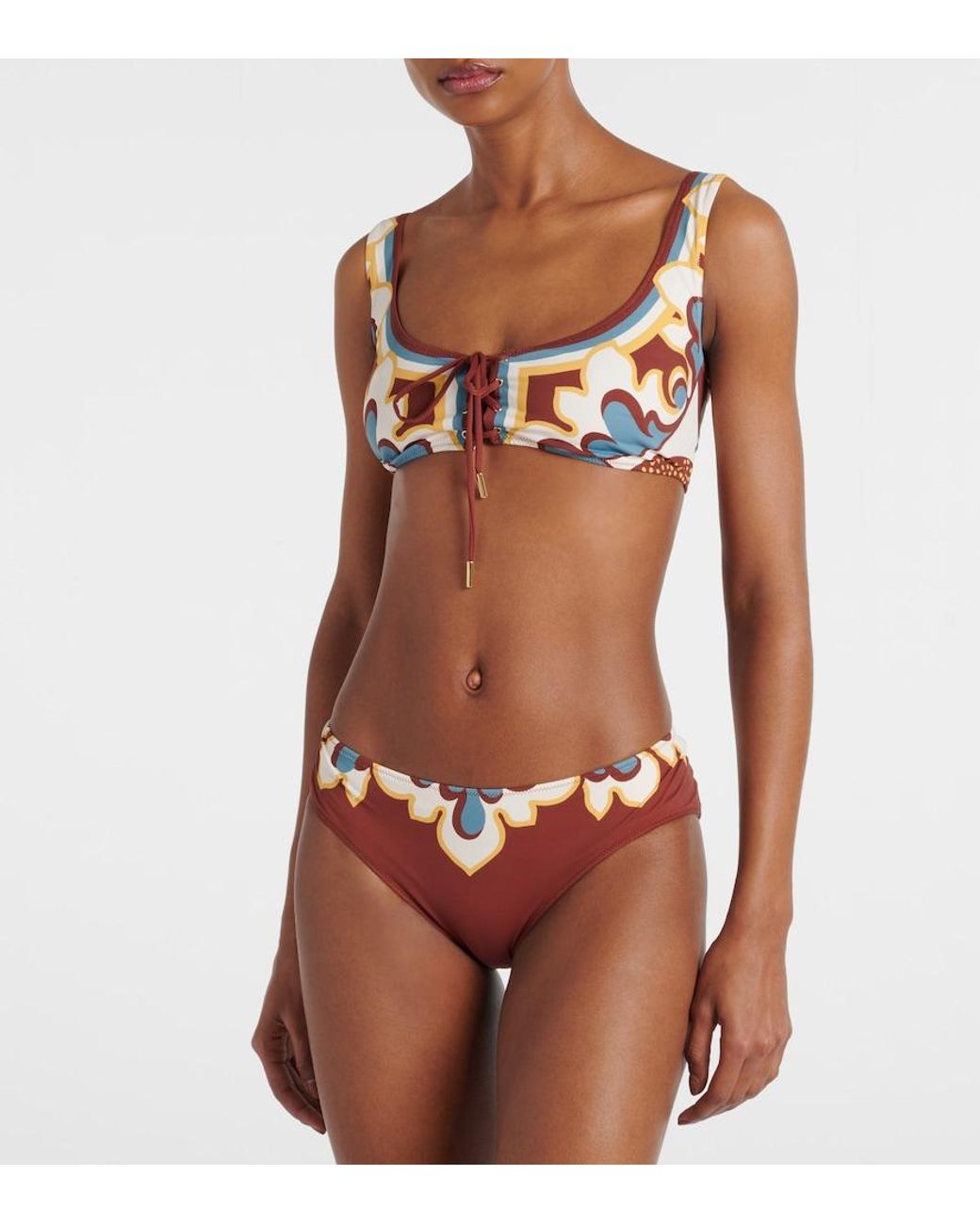 LaDoubleJ Metallic Sunset Floral Bikini Top