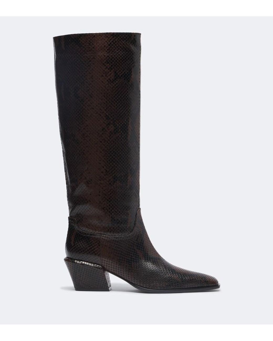 Paris Texas Black Bettina Snake-Effect Leather Knee-High Boots