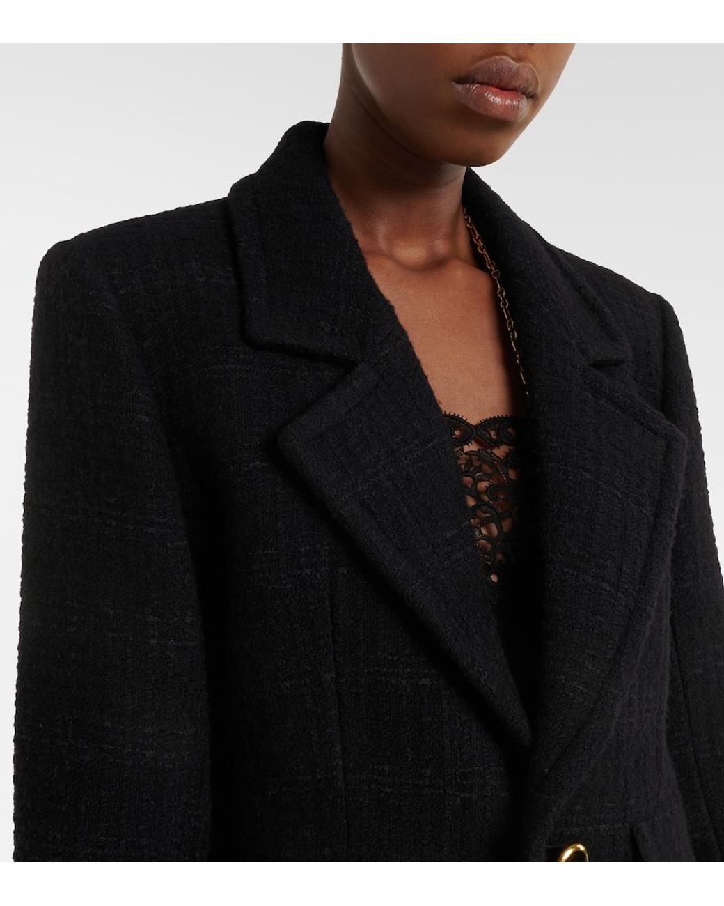 Saint Laurent Black Wool-Blend Tweed Jacket