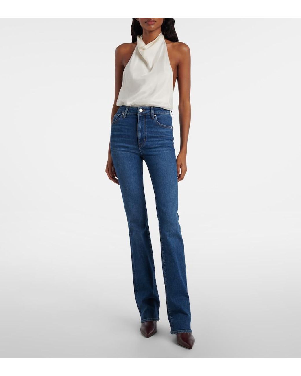 FRAME Blue Reboot High-Rise Flared Jeans