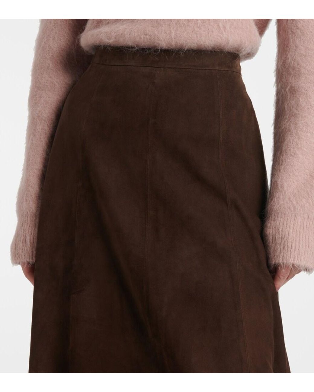 Vince Brown Suede Midi Skirt
