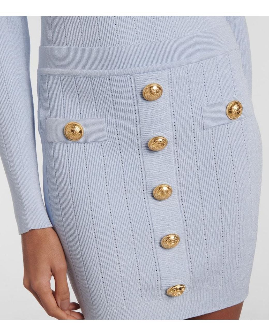Balmain Blue Knitted Miniskirt