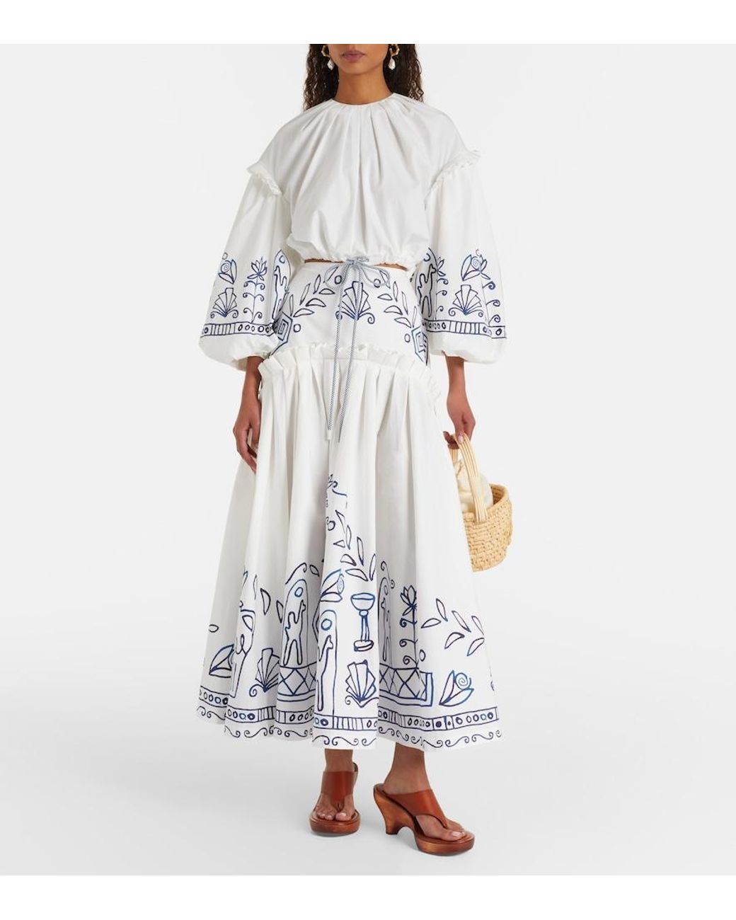 ALÉMAIS White X Lrnce Leela Printed Cotton Maxi Skirt