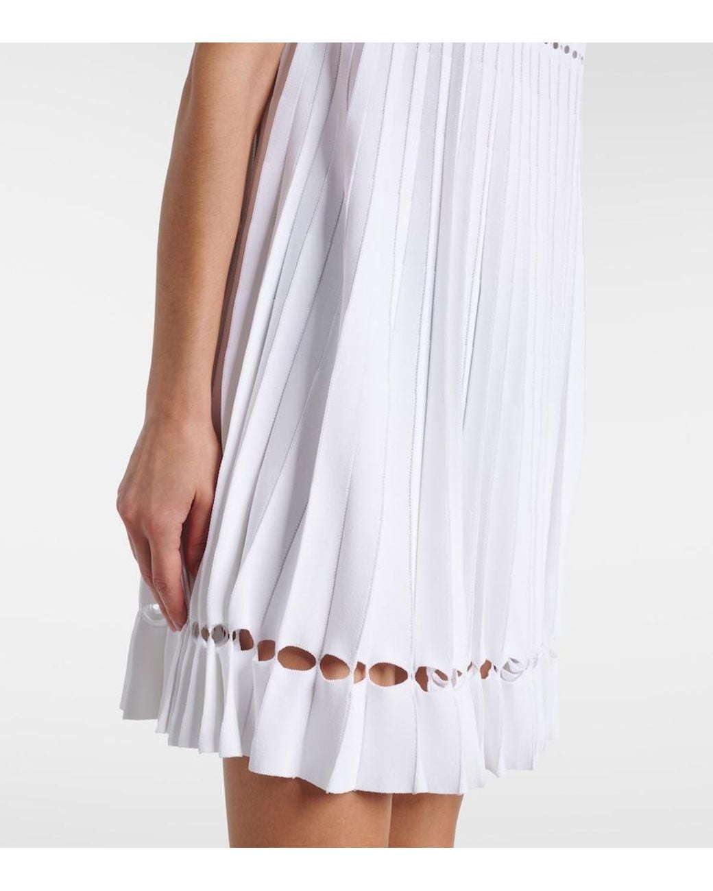 Alaïa White Plisse Pointelle Minidress
