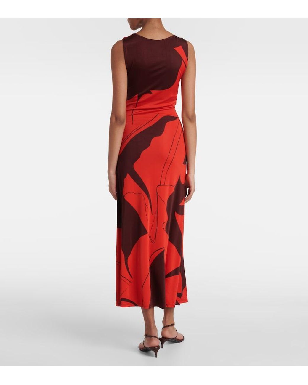 Johanna Ortiz Red Printed Jersey Maxi Dress