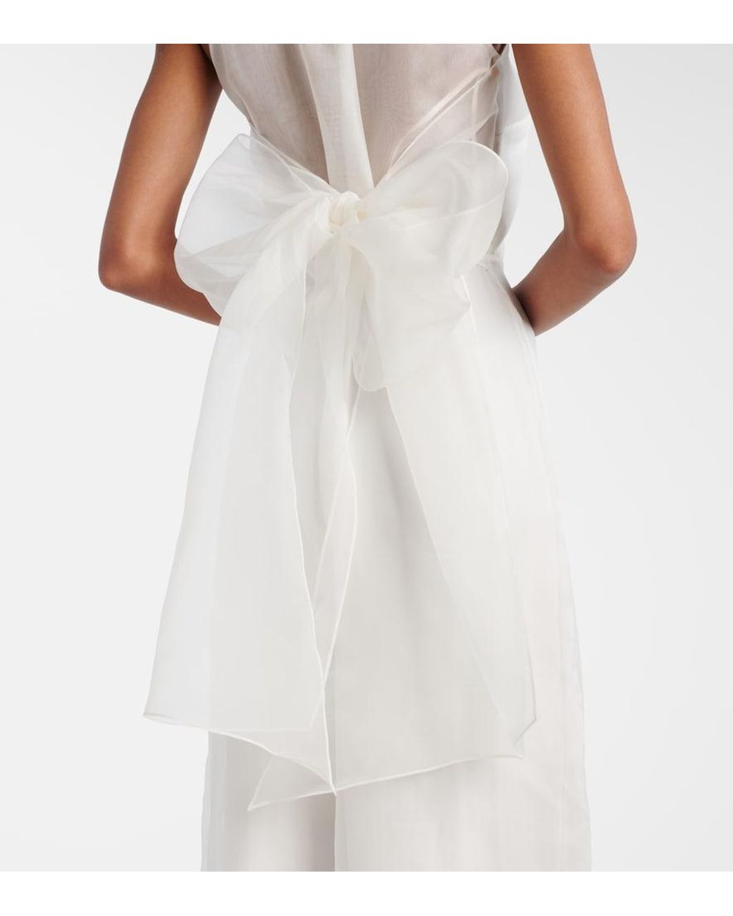 Max Mara White Bridal Tunca Semi-Sheer Silk Jumpsuit