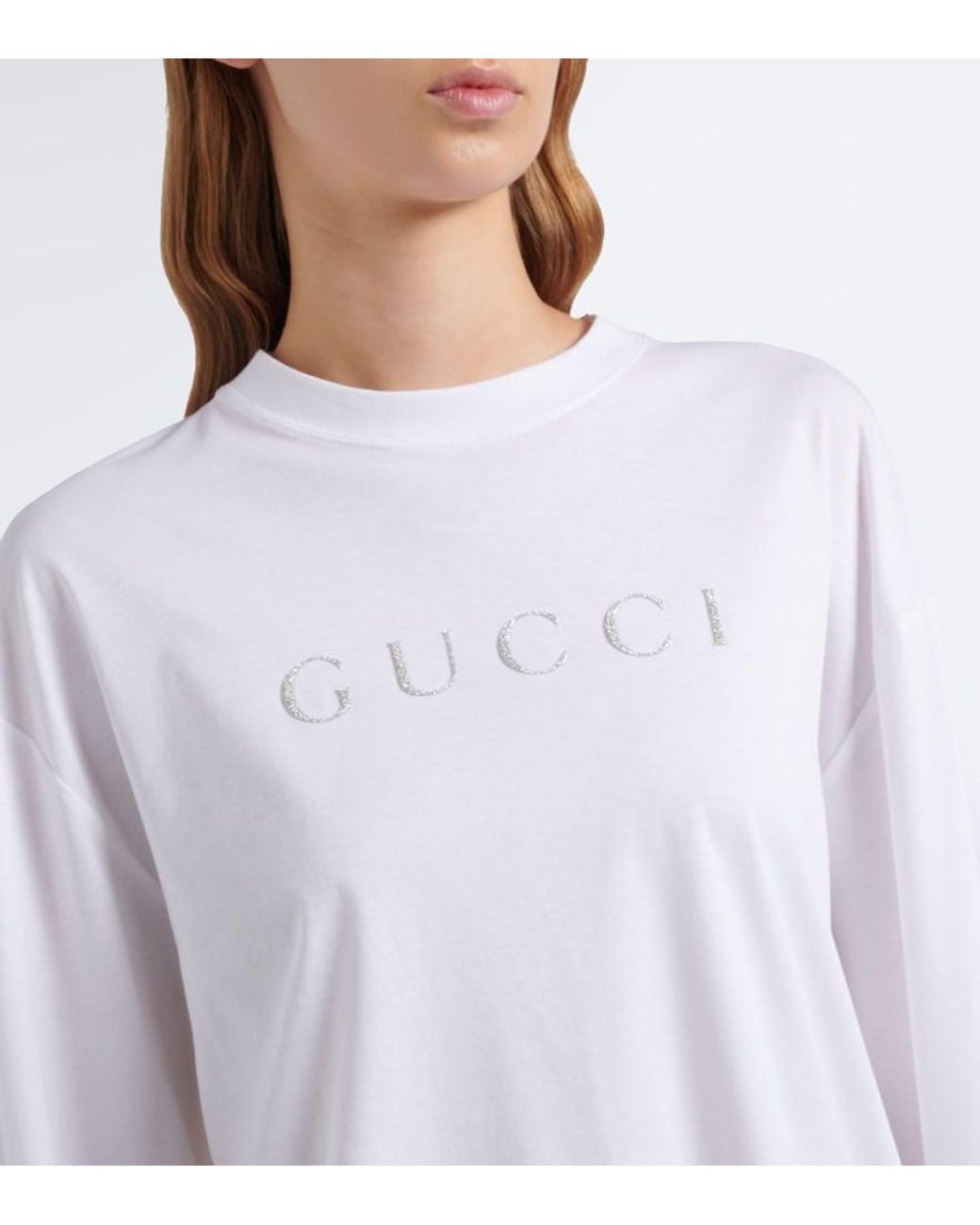 Gucci White Logo Cotton Jersey T-Shirt
