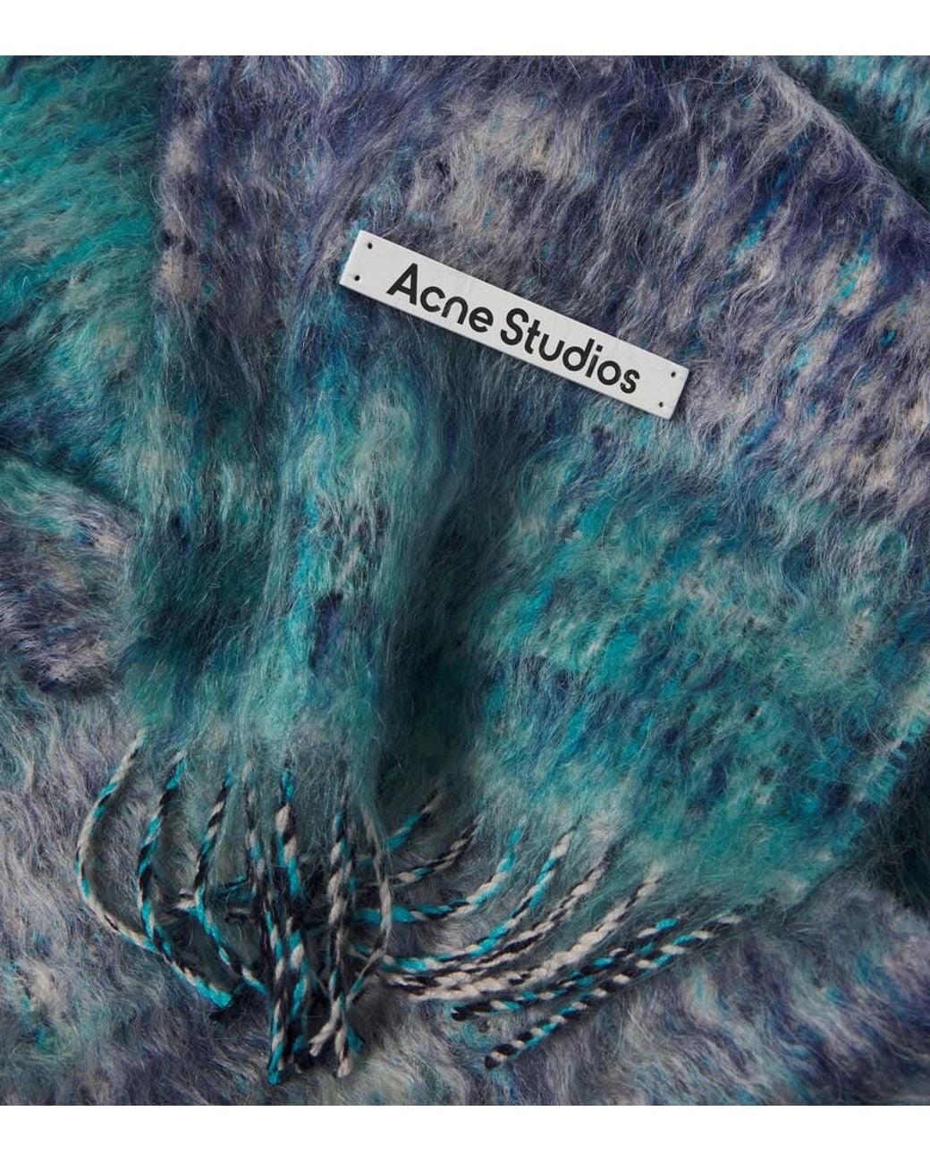 Acne Blue Fringed Mohair And Wool-Blend Scarf