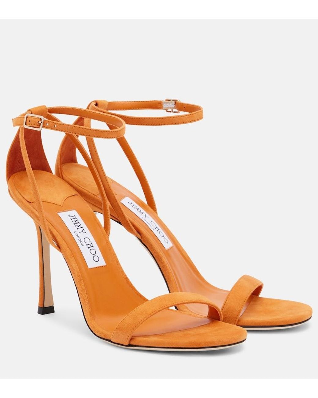 Jimmy Choo Orange Moza Suede Sandals