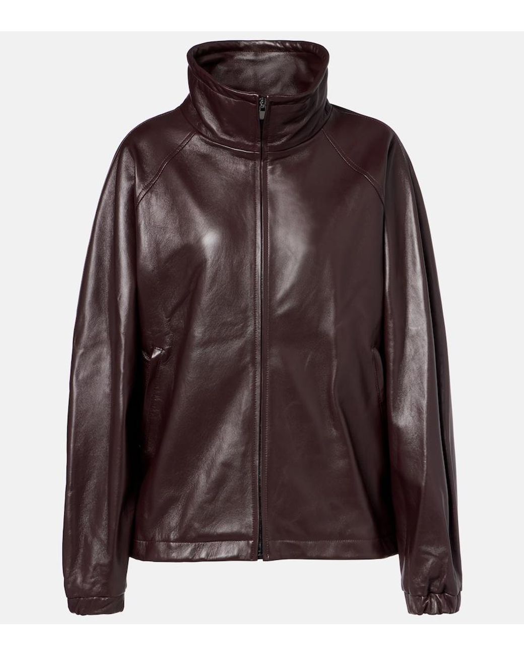 Magda Butrym Brown Oversized Leather Bomber Jacket