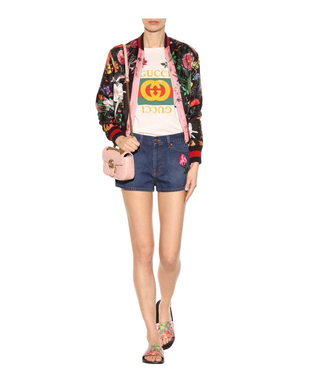 gg blooms supreme floral slide sandal