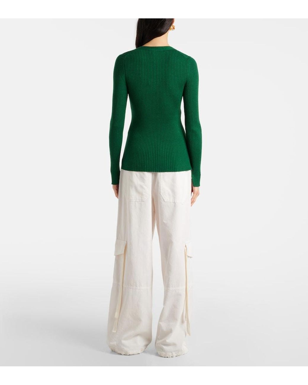 Dorothee Schumacher Green Essential Ease Wool And Silk-Blend Cardigan