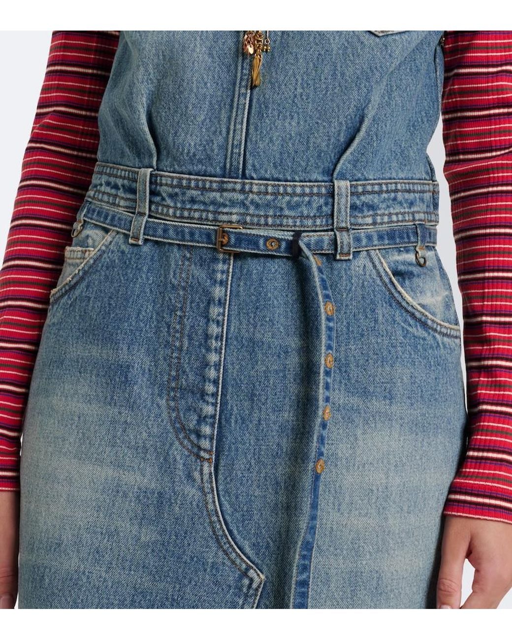 Dries Van Noten Blue Denim Faded Maxi Dress