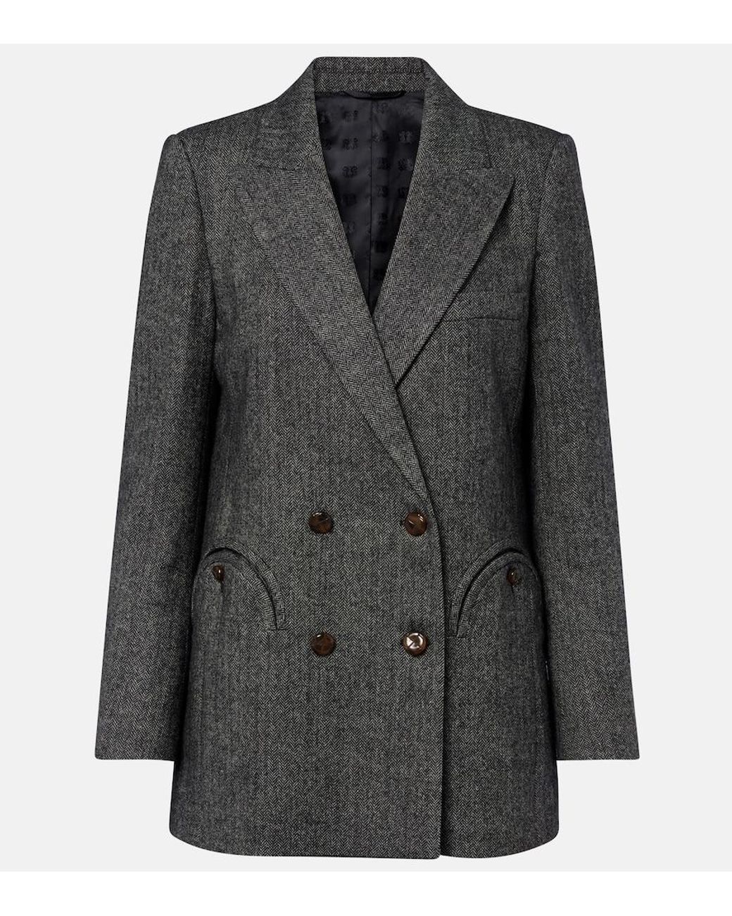 Blazé Milano Black Everyday Herringbone Wool-Blend Blazer