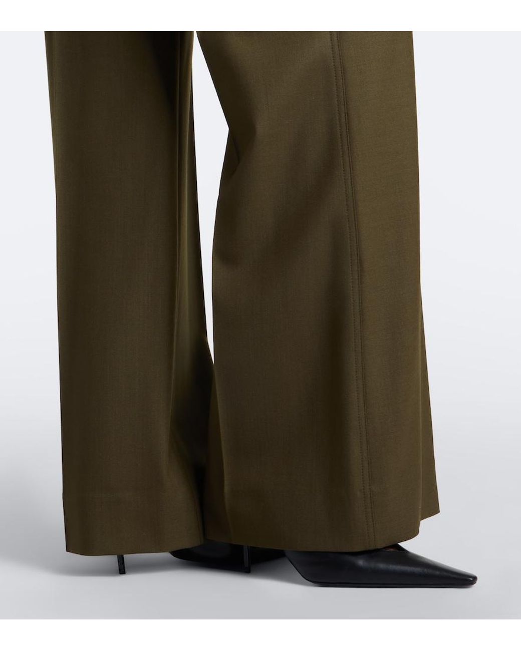Victoria Beckham Green Alina Wide-Leg Pants