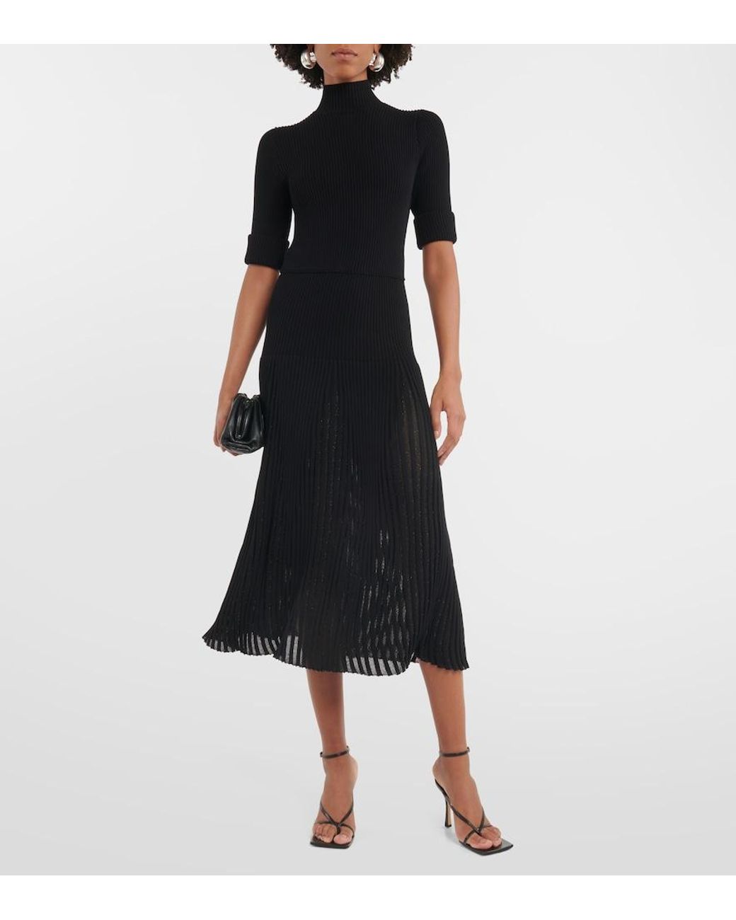 Dorothee Schumacher Black Plisse Knit Midi Dress