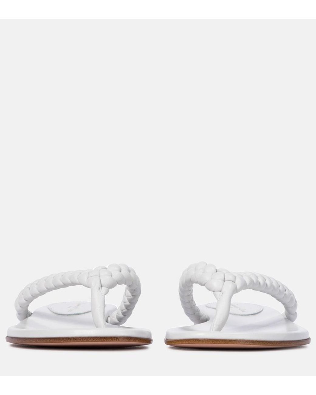 Gianvito Rossi White Tropea Leather Thong Sandals