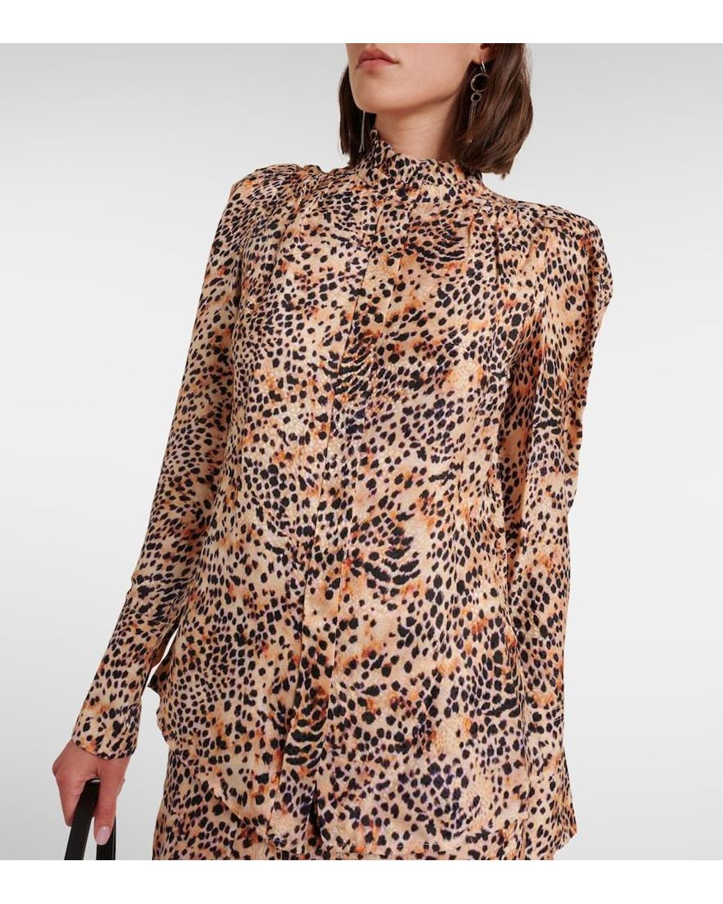 Isabel Marant Brown Lamia Leopard-Print Ruffled Blouse