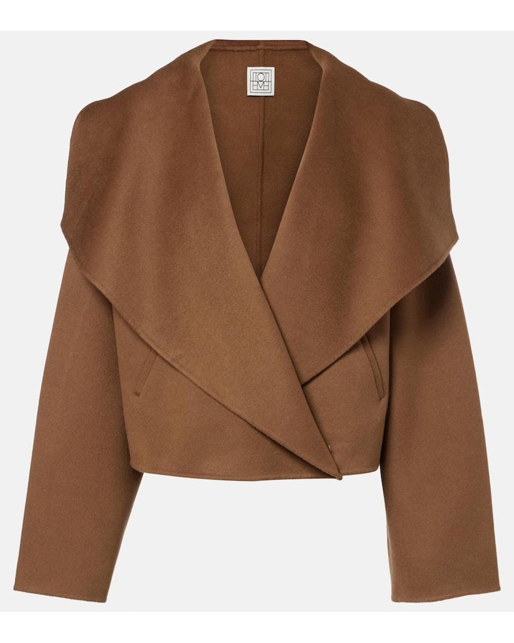 Totême Brown Signature Cropped Wool Double Jacket