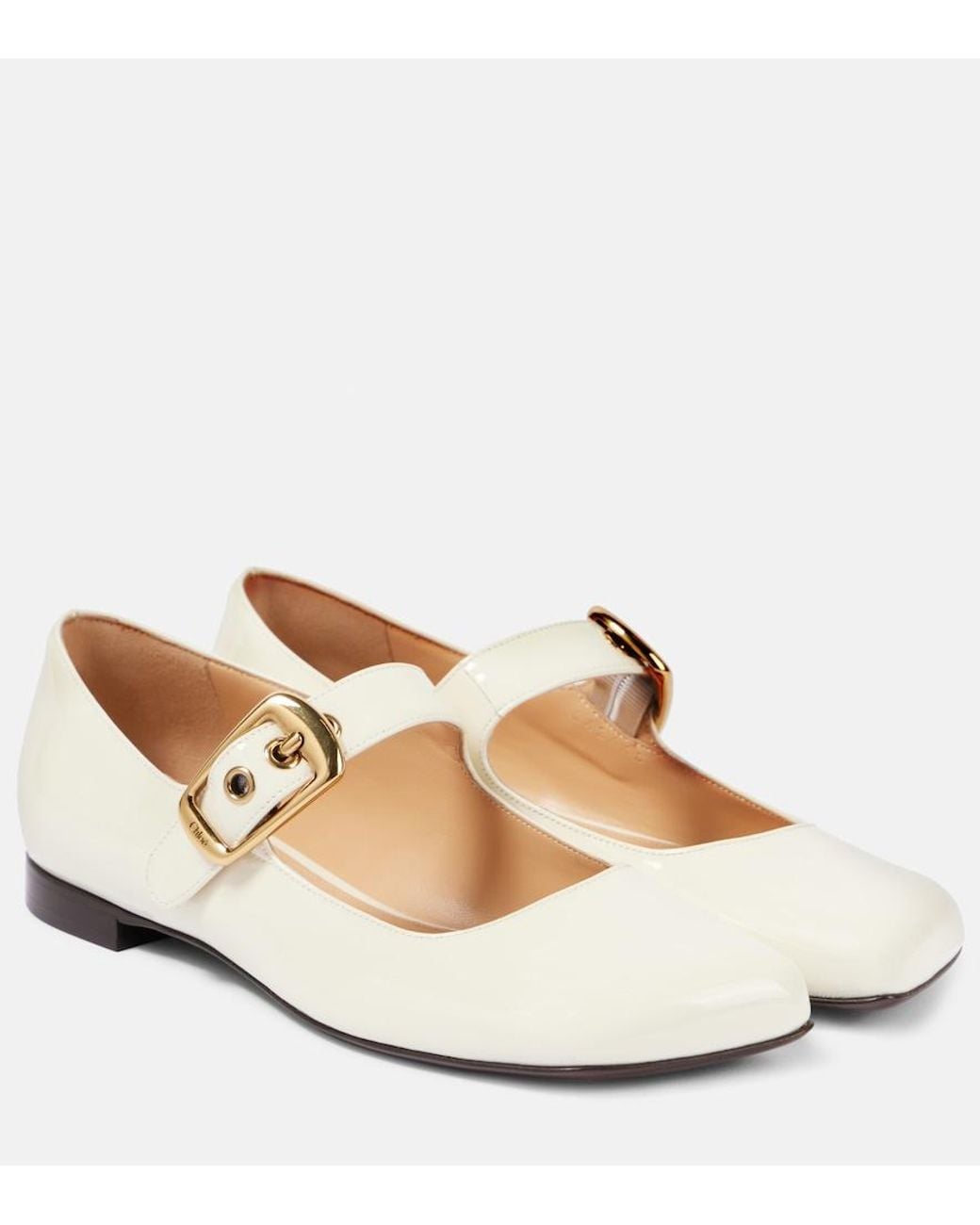 Chloé Natural Polly Leather Mary Jane Flats