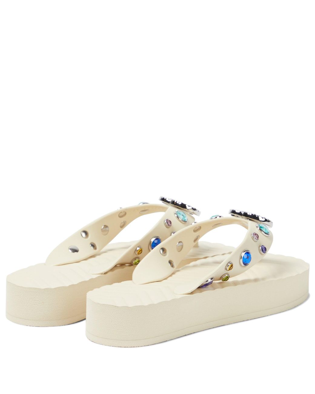 White embellished deals flip flops