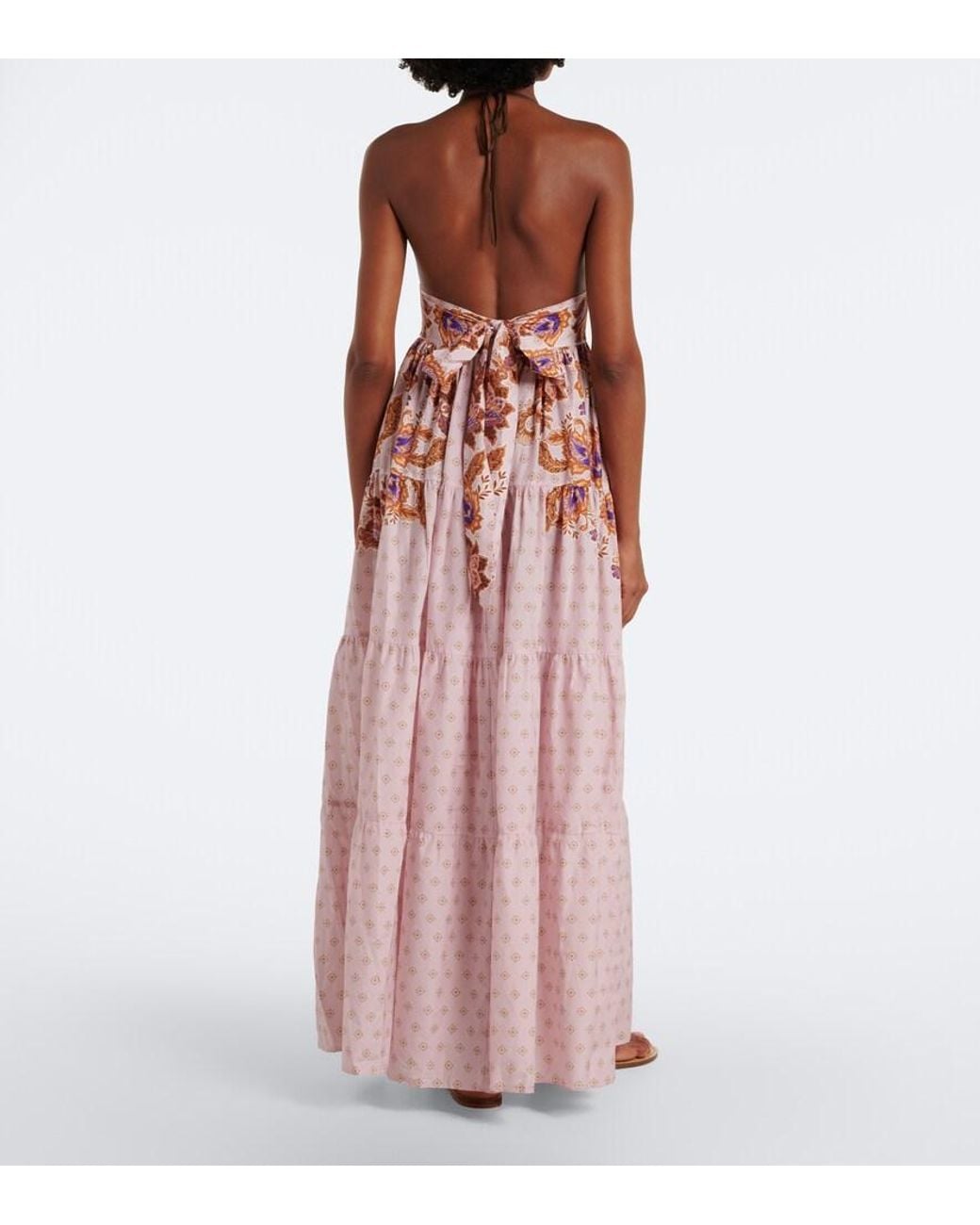 Alexandra Miro Pink Clover Printed Cotton And Silk Maxi Dress