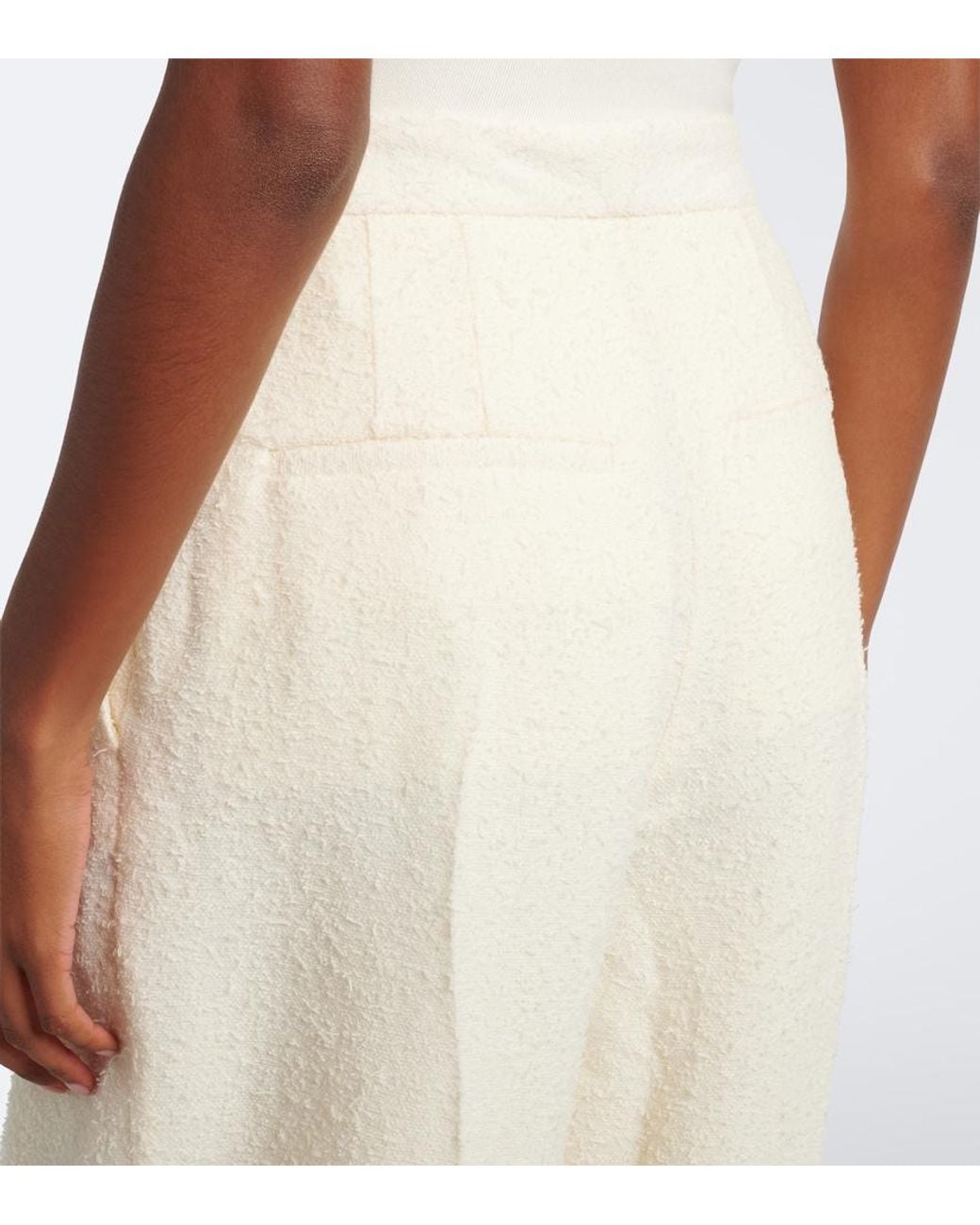 Rohe White Wool-Blend Boucle Barrel-Leg Pants