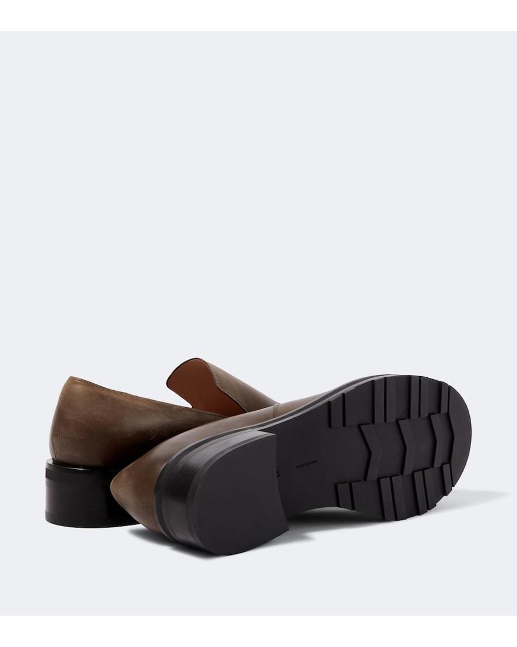 The Row Brown Leather Slip-On Shoes for men