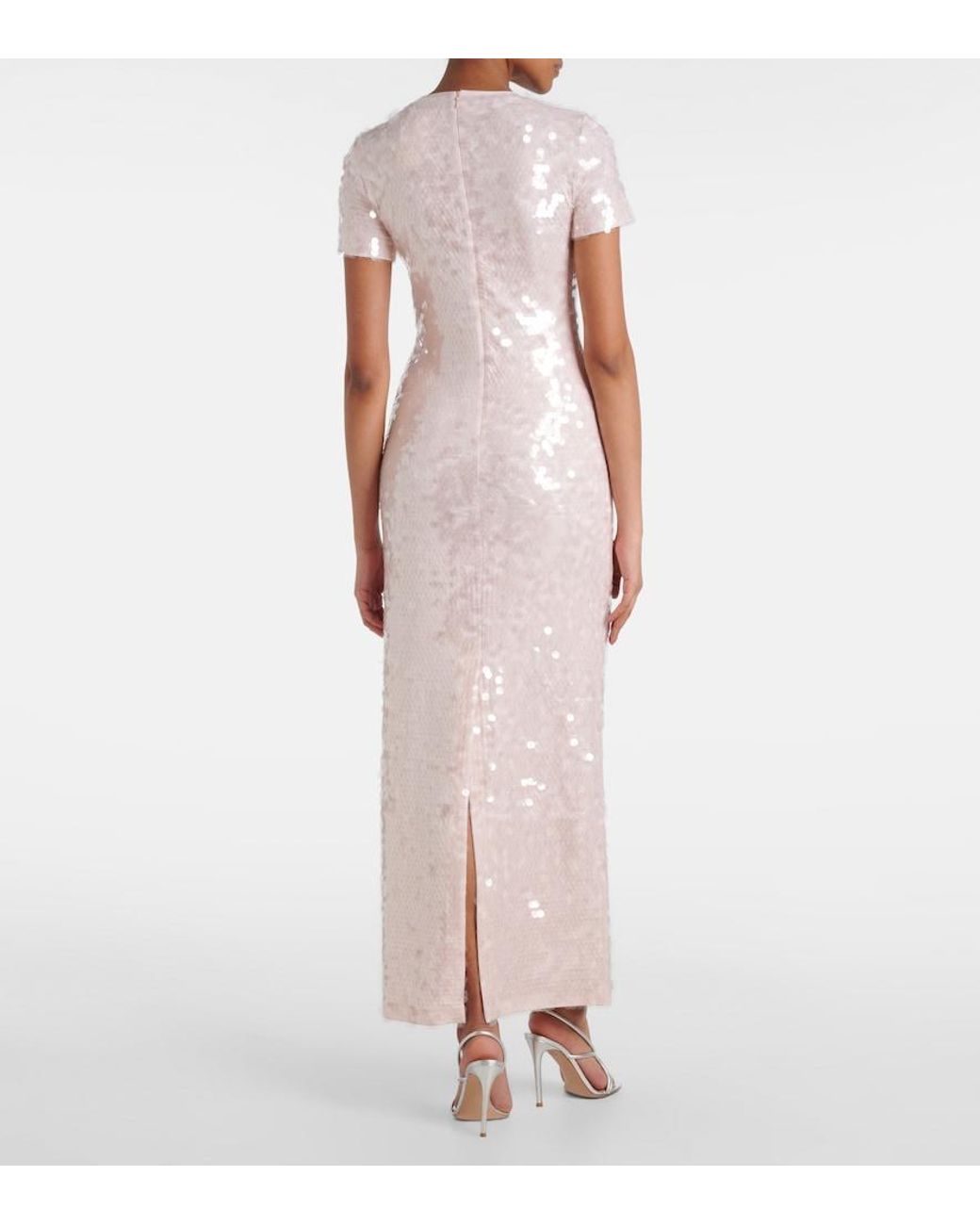 Sportmax White Sequined Jersey Maxi Dress