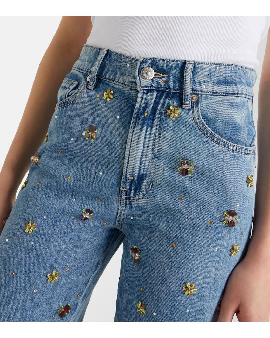 Veronica Beard Blue Kasey Embellished Flared Jeans