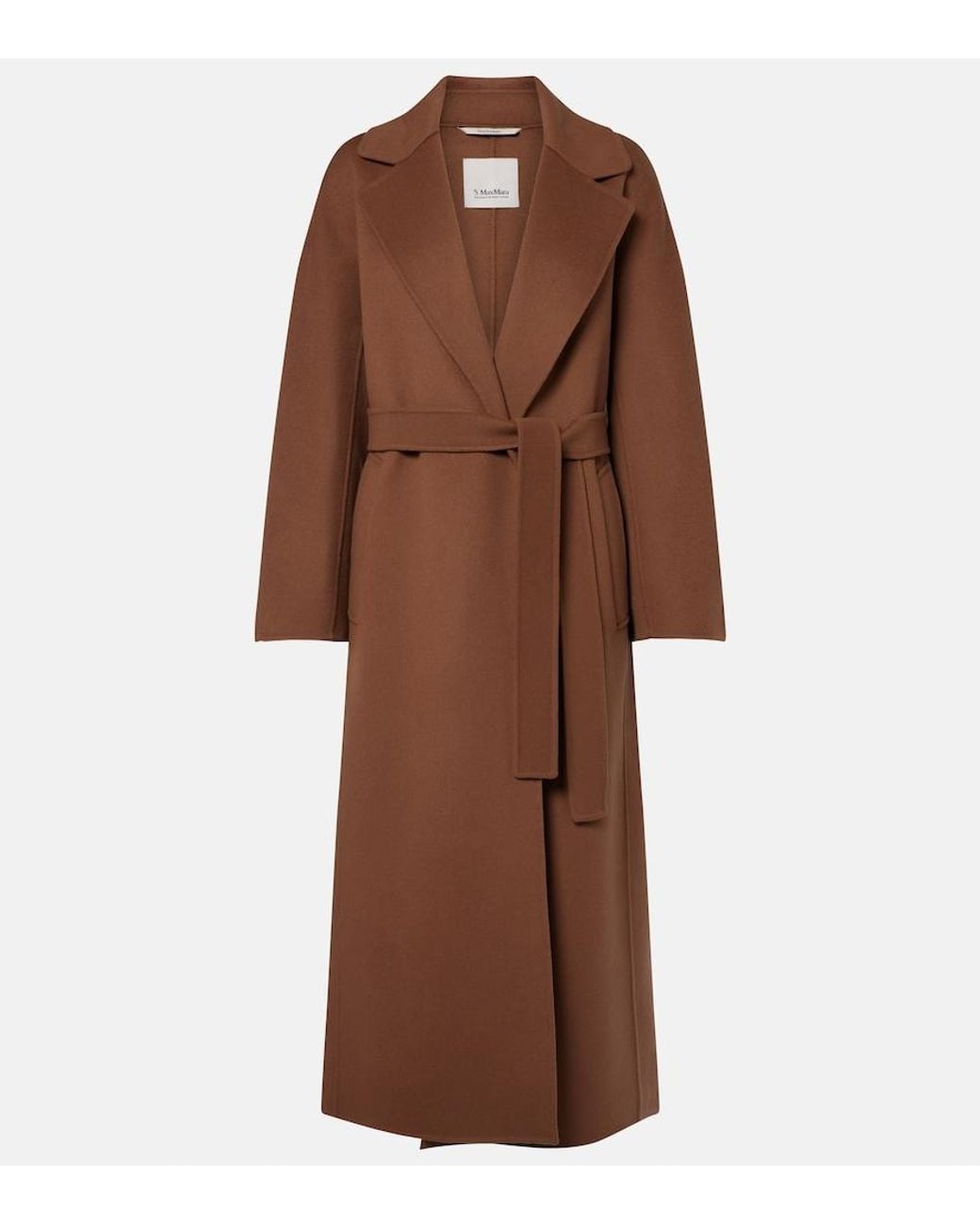 Max Mara Brown Virgin Wool Wrap Coat