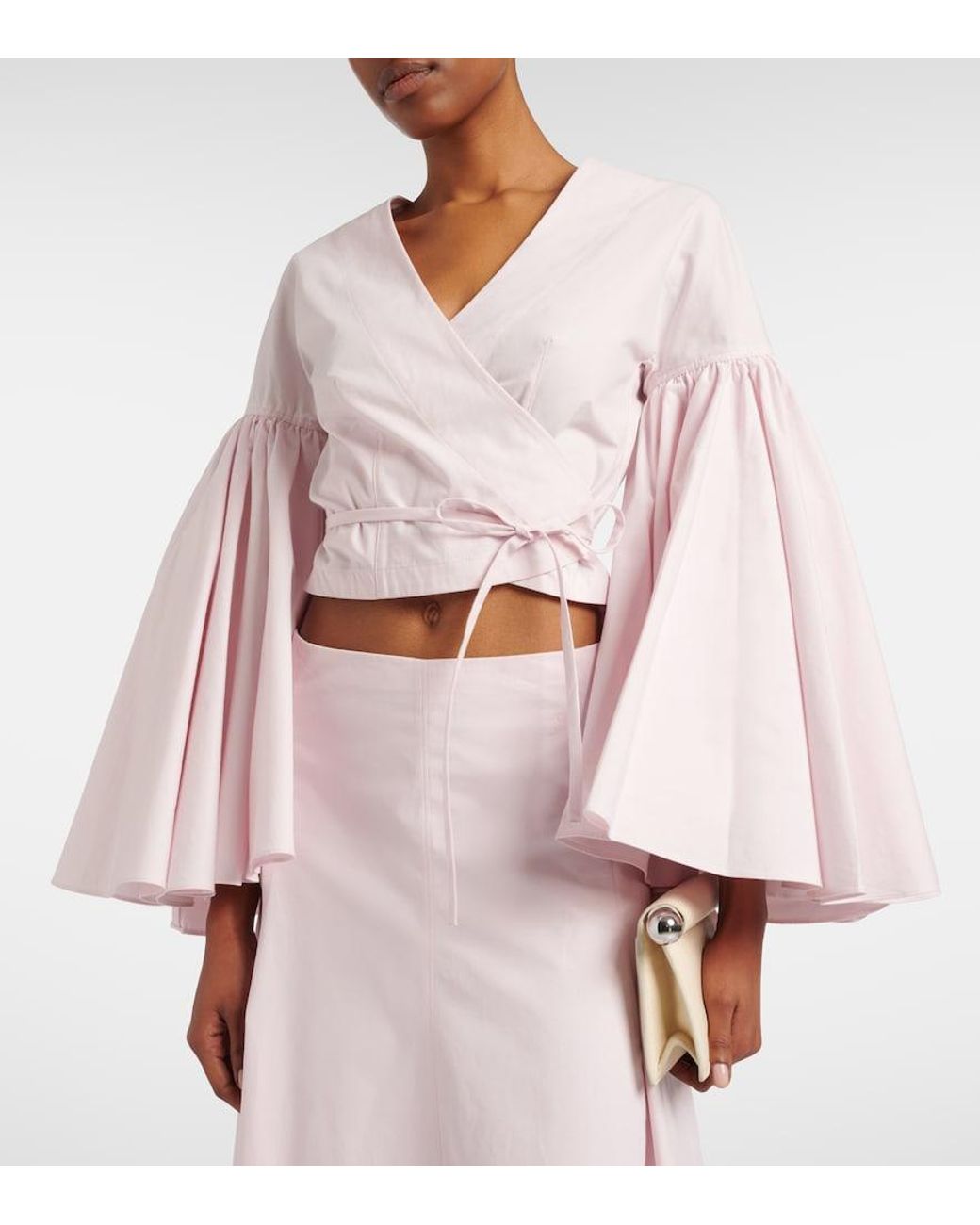 Jacquemus Pink Paysan Cotton Poplin Wrap Top