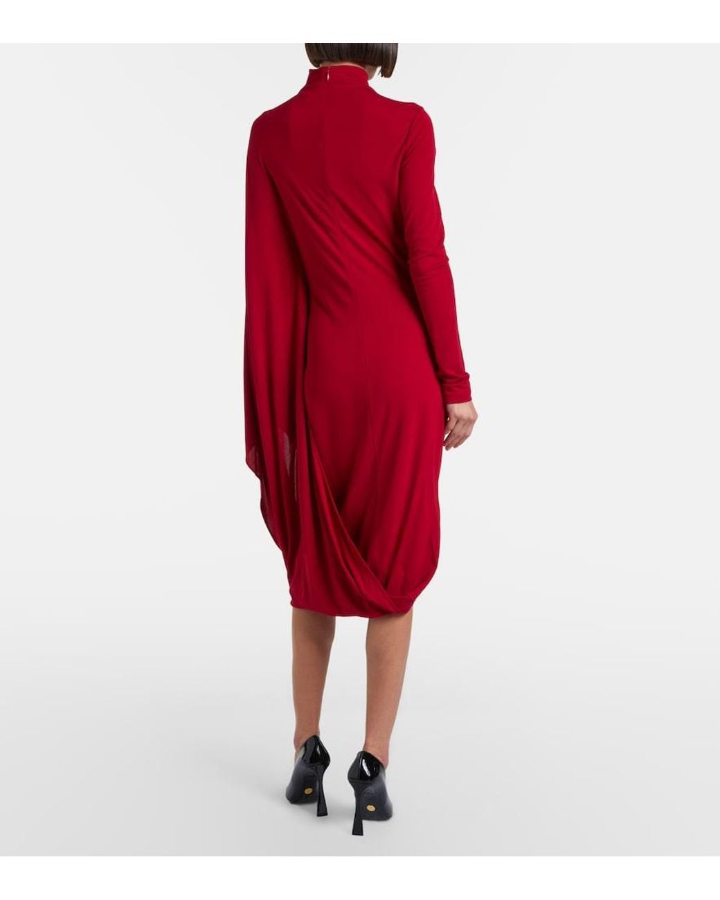 Stella McCartney Red Caped Crepe Jersey Minidress