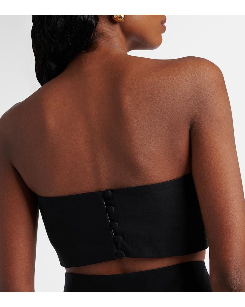 Adriana Degreas Black Embellished Cotton-Blend Bandeau Top